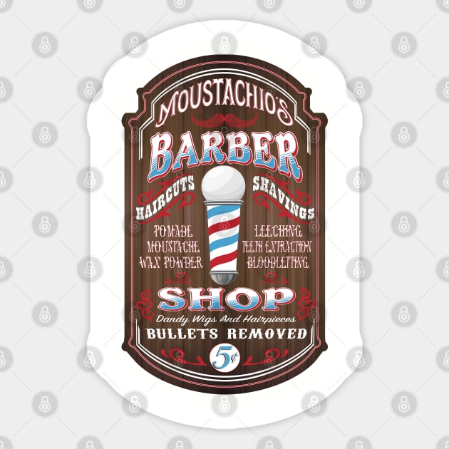 Moustachio's Barber Shop Sign Sticker by Minnie Malarkey